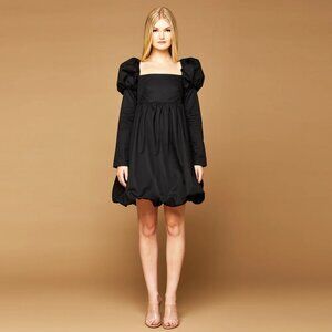 Black Puff-Sleeve Mini Dress - [Brand]
